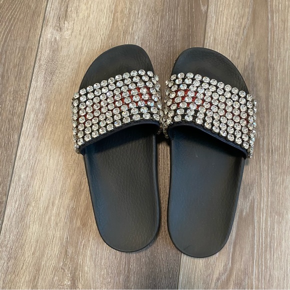 Gucci Black Crystal-embellished Slides - Picture 2 of 8